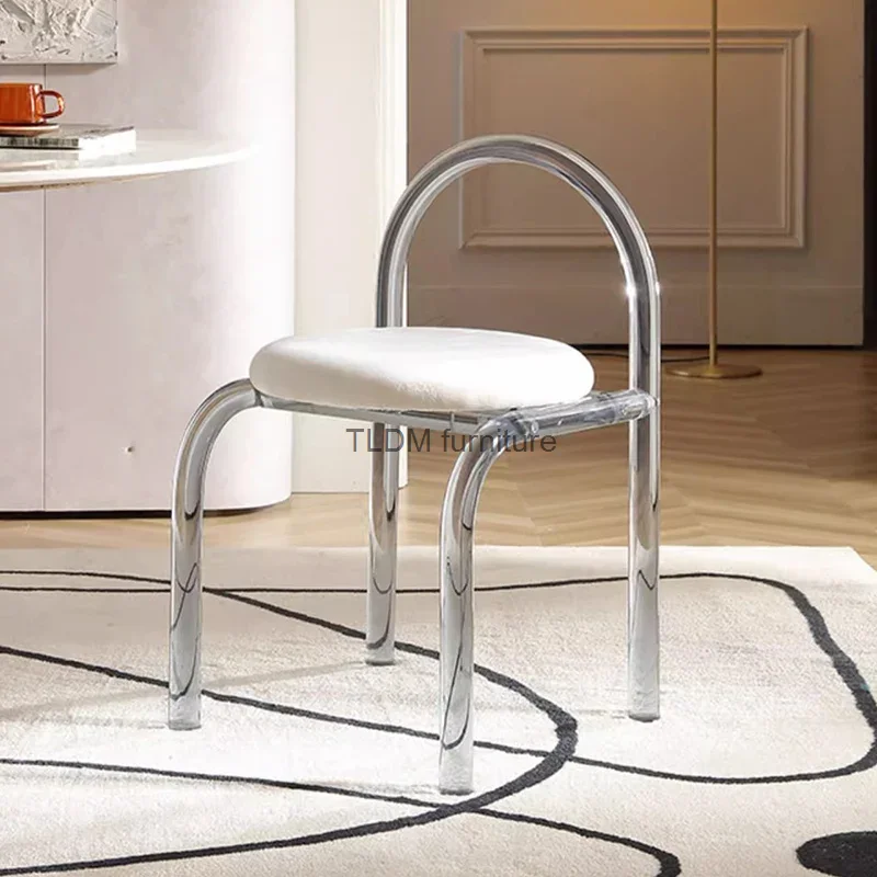 Colors Crystal Makeup Chair luxury ergonomic nordic transparent Six chairs free shipping waiting silla plegable indoor supplies