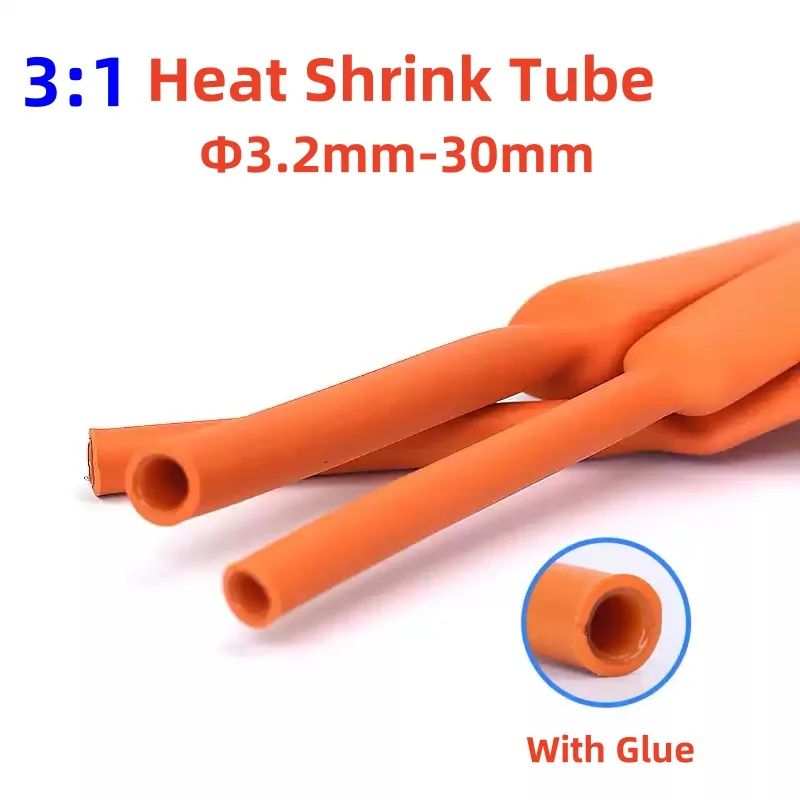 1 Meter Orange Heat Shrink Tube 3:1 With Double Wall Glue Tube Diameter 3.2/6.4/7.9/9.5/19.4/25.4/30 mm