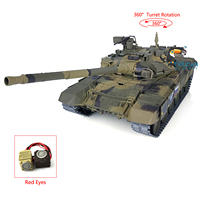 1/16 Scale 7.0 HENG LONG RC Tank Model Upgraded Russia T90 RTR Radio Control Tank 3938 W/ 360° Turret Red Eyes Toys TH17848