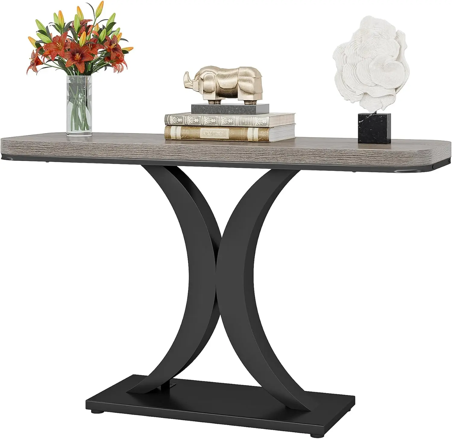 

Industrial Entryway Console Table, Compact Foyer Hallway Accent Table for Small Space