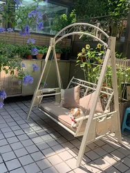 Silla colgante doble para terraza, Columpio de hierro forjado para patio, hogar