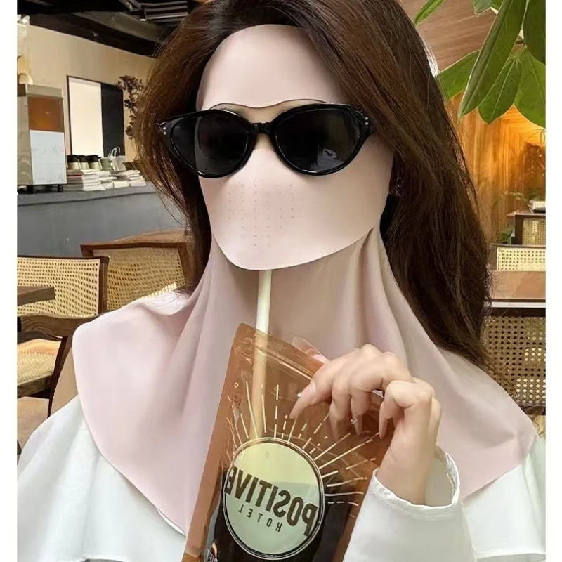 

Drinking Water, Sun Protection Mask, Face Gini Long Neck Protection Integrated Women's Full Face Protective Breathable Mask