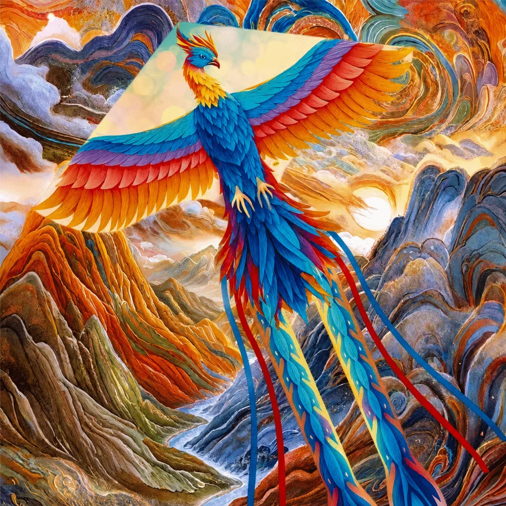 Good Flying Chinese Phoenix Kite 100 Meter Kite String Long Tail Giant Flying Bird Kite Easy To Fly Outdoor Flying