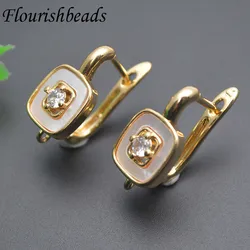 Neu angekommen hochwertige goldfarbene Mopp schale gepflasterte cz Perlen Ohrring Haken Verschluss für Frauen hand gefertigten Schmuck Accessoires