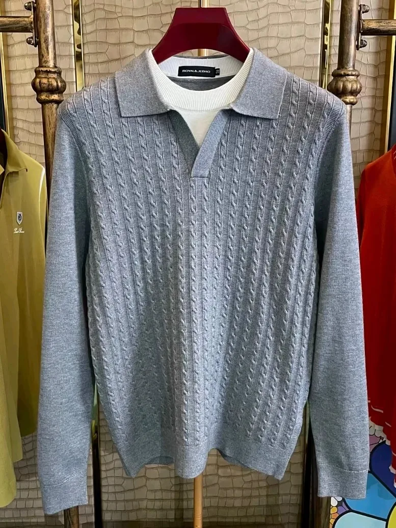 

Men's Knitted Sweater Autumn Winter New Arrival Casual Fake Two-Piece Collar High Quali Faionable Comfortable Regular Fit