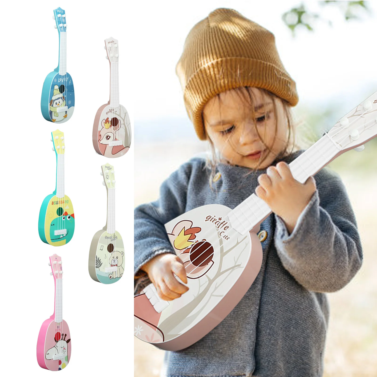 Kids Toy Ukulele Guitar Toys Enlightenment Musical Instrument Early Education for Children Gift