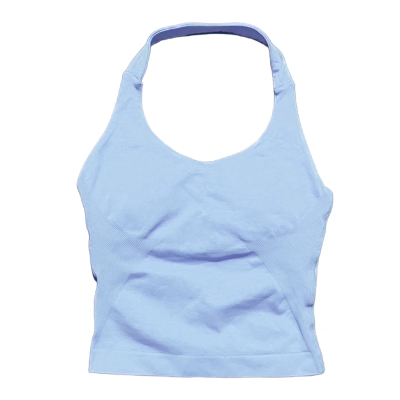 Sport Gym Halter Top Dames Naadloze Yoga Tank Top met Verwijderbare Borstpad Push-up Sportvest Fitness Workout Running Top