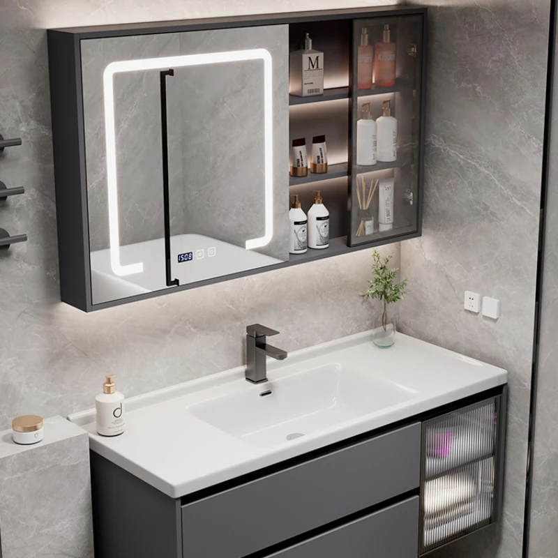 Closed Storage Toilet Cabinet Narrow Bathroom Medicine Column Vanity Salon Station Furniture Luxury Washbasin Mirror Casa Arredo