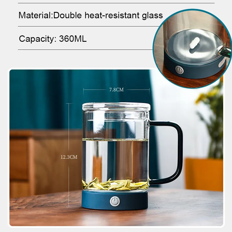 Electric Automatic Self Stirring Magnetic Mug USB Rechargeable Smart Mixer Double Glass Heat Resistant Tea Cup Coffee Mugs