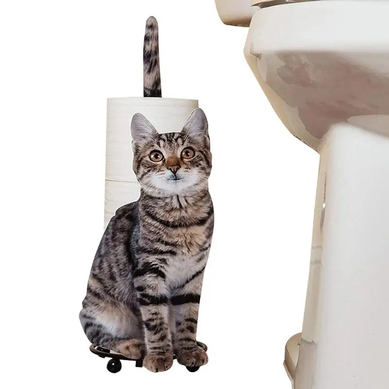 

Toilet Paper Holder Stand Cat Shape Toilet Paper Holder For Bathroom Freestanding Rack Small Spaces Storage Space-Saving