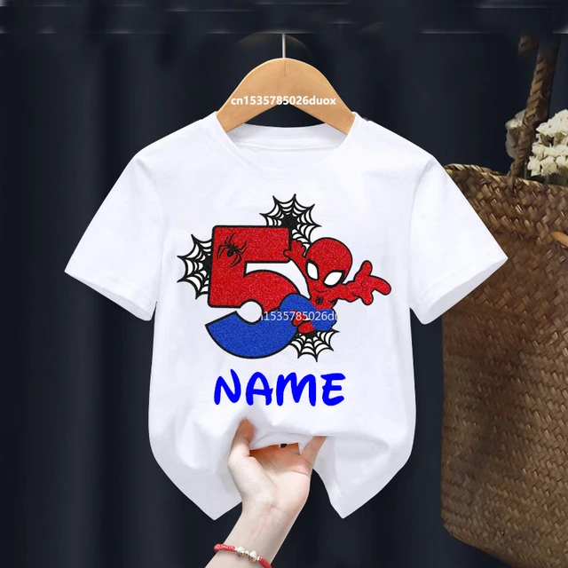 Camiseta de superheroe para ninos camisa de Marvel Spiderman fiesta de cumpleanos nombre personalizado 2 3 4 5 6 7 8 9 anos AliExpress 1501