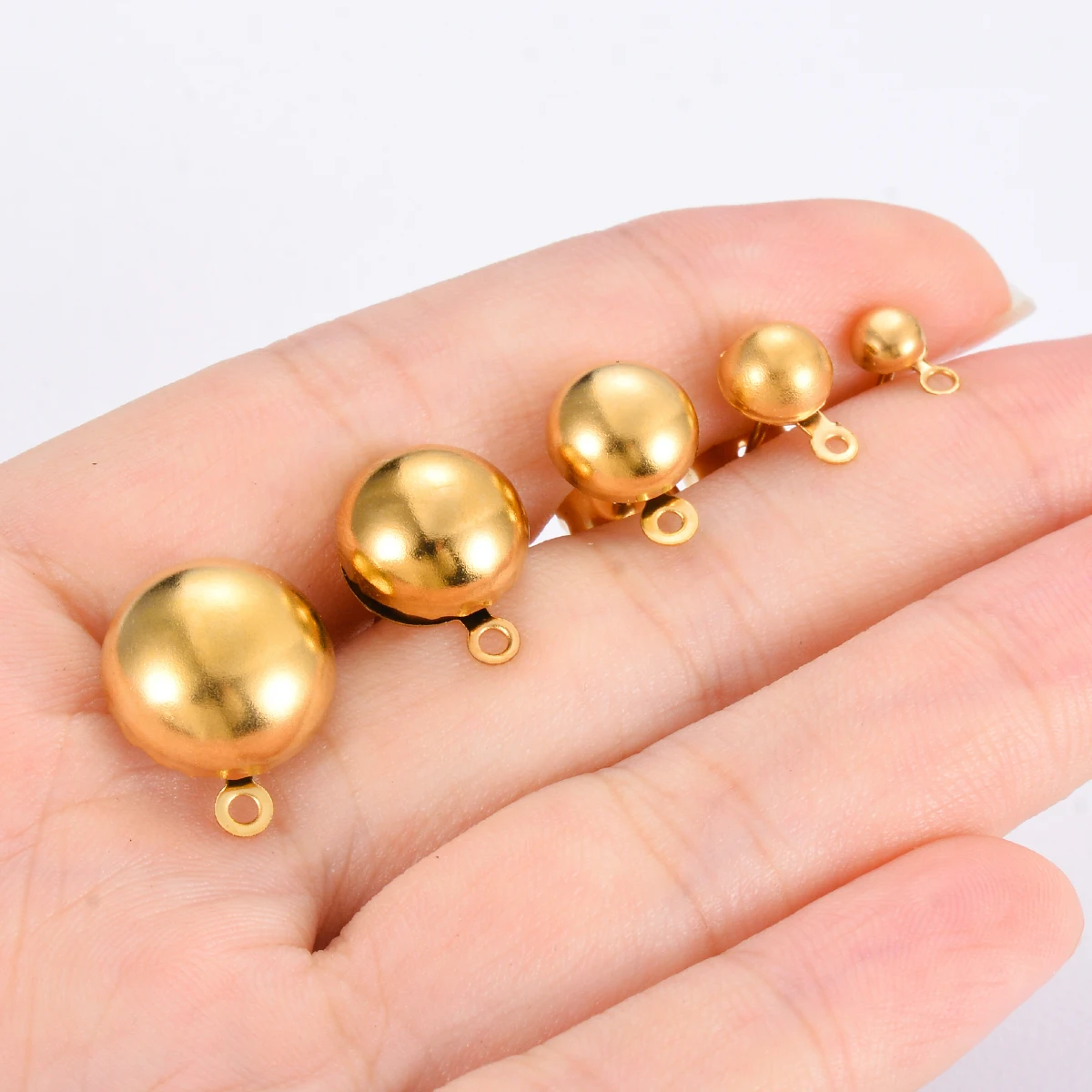 

20pcs/lot 4mm 6mm 8mm 10mm 12mm Stainless Steel Hollow Half ball Stud Earring Posts DIY Earring Components For Earrings Making