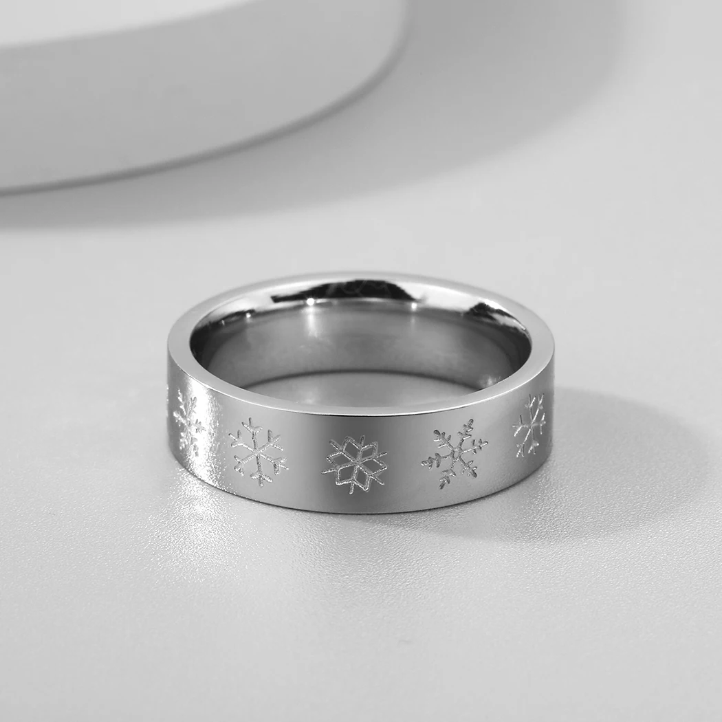 Stainless Steel Golden Snowflakes Silicone Wedding Ring for Women Personalized Xmas Gift Silicone Ring Wife - Image 3