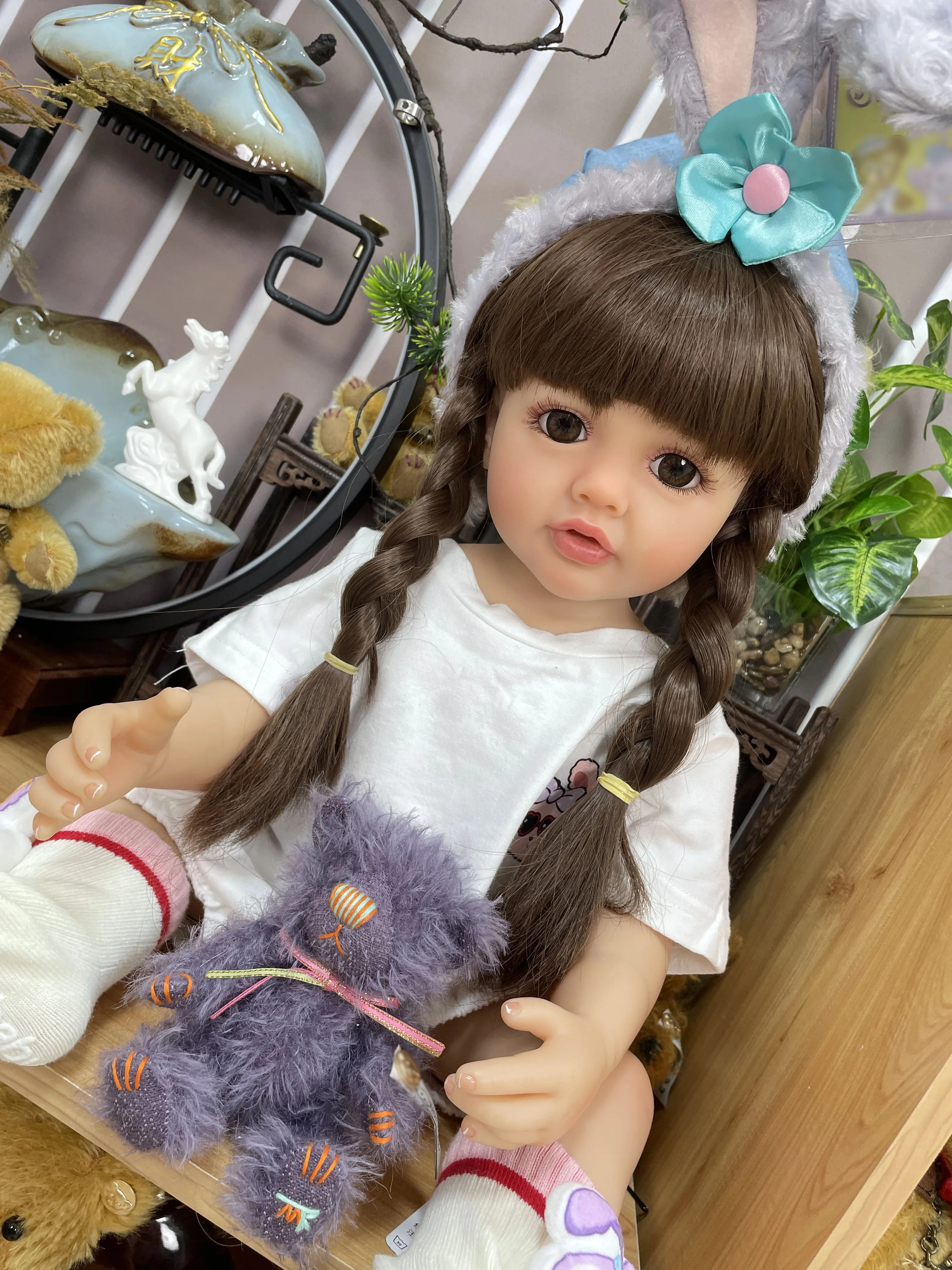 22inch Betty Soft Full Vinyl Girl Body Lifelike Reborn Doll Pretty Princess Multiple Layers Painting Christmas Children's Gift