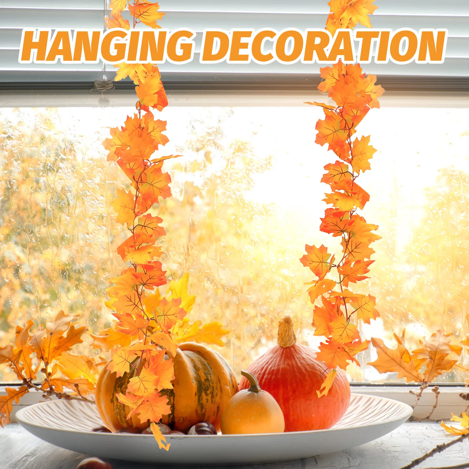 

Simulated Maple Leaf Vine Decoration Artificial Autumn Rattan Hanging for Indoor Wall Garden Party Harvest Decor