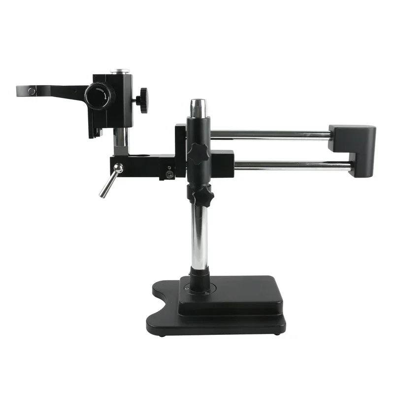 Double Arm Boom Zoom Trinocular Binocular Stereo Microscope Stand Adjustable 76mm Focusing Holder Base Bracket