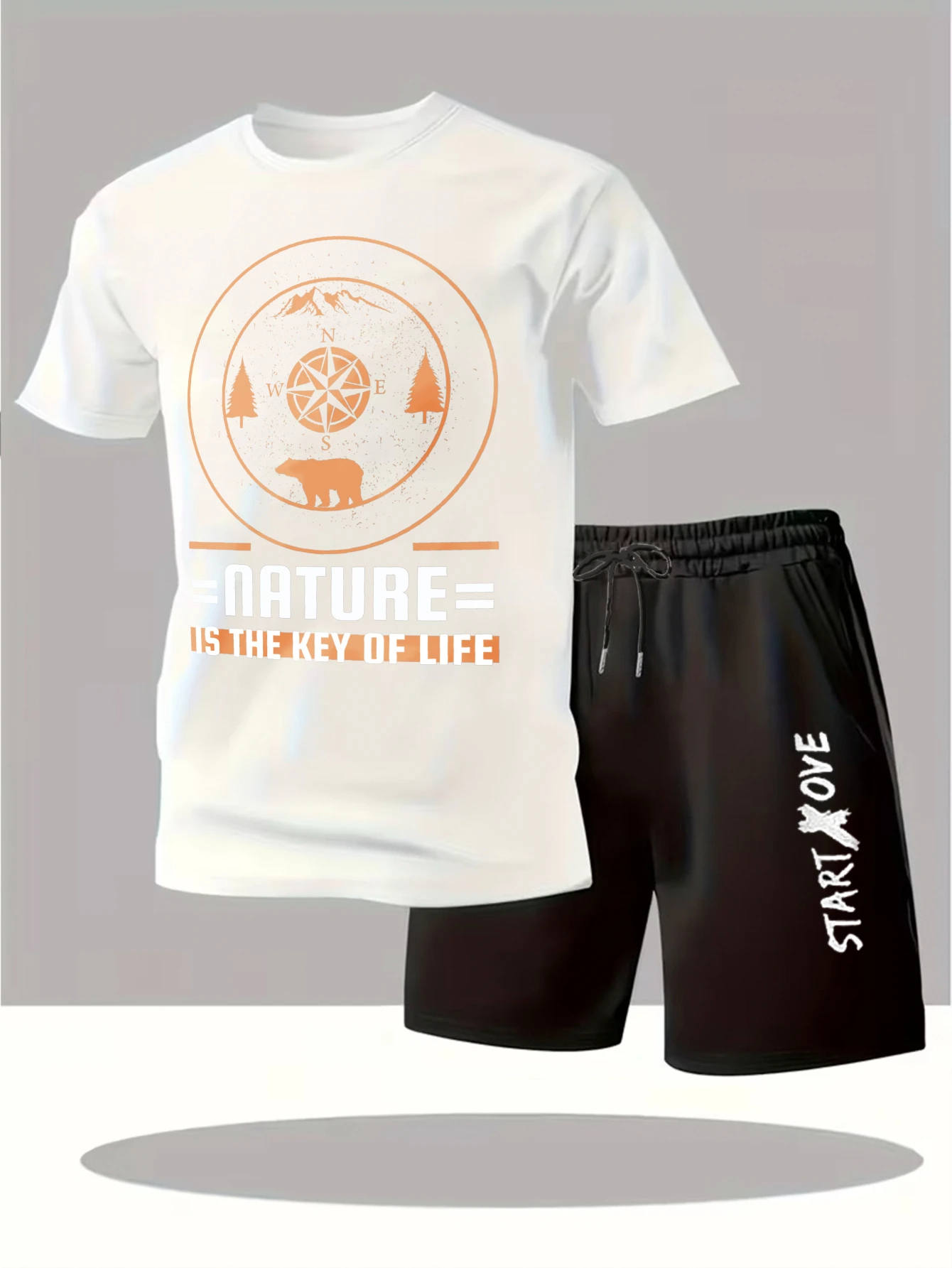 

Мужские комплекты 2025: Новинка! Модный спортивный костюм Y2K с принтом, короткий рукав, графический дизайн, мужской спортивный костюм-двойка (шорты и футболка)