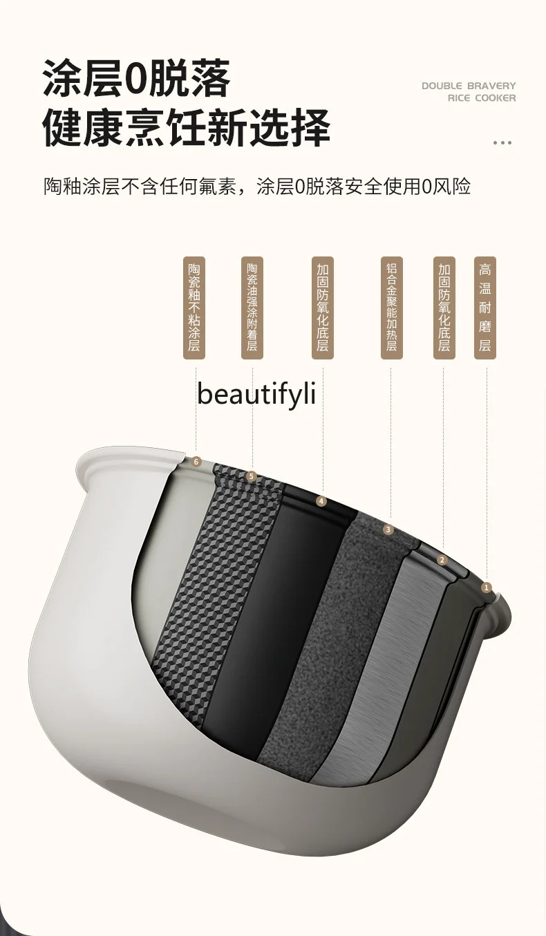 جهاز طبخ الأرز ذو الصفرا المزدوجة للمنزل الذكي متعدد الوظائف