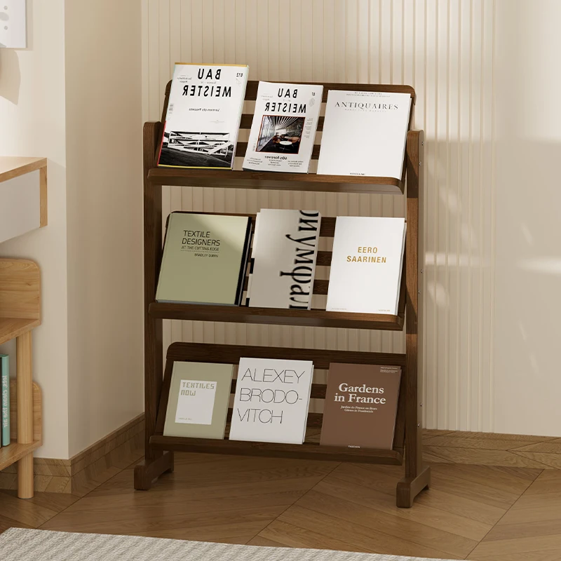 Nordic Wind Floor Newspaper Rack Study Multi-layer Storage Stand Living Room Ultra-thin Magazine Rack Office Data Display Rack