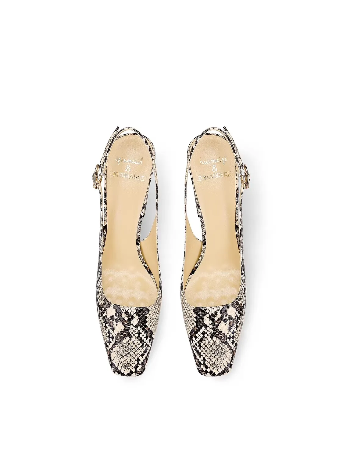 Spring and summer new square head snake pattern leather square heel sandals banquet large size small size high-heeled women shoe view 6