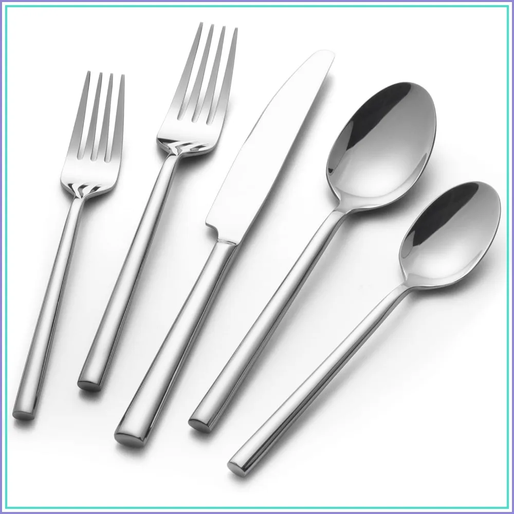 

40-Piece Forged Stainless Steel Flatware Set, Service for 8, Mirror Finish, Dishwasher Safe