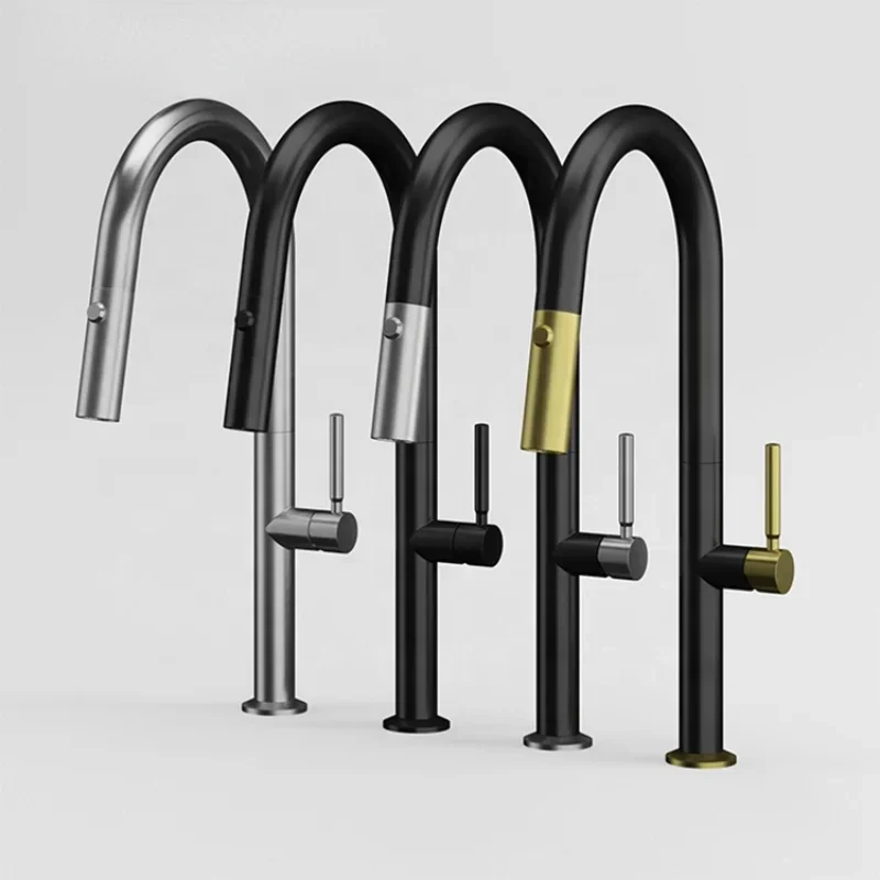 Hot SalesPull Down Deck Mounted Single Handle Stainless Steel 304 Tap For Washing Dishes Black Kitchen Sink Faucet