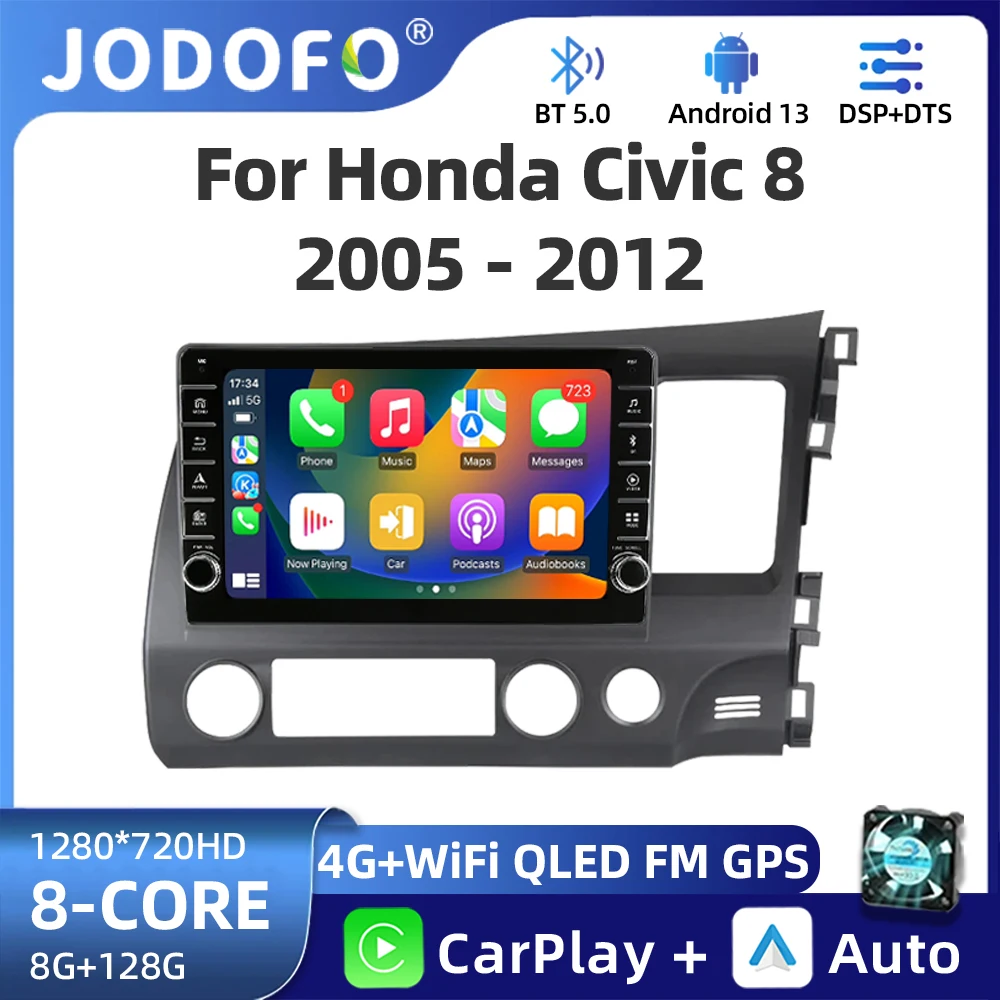 

10" Android 12 Carplay Car Stereo Radio for Honda Civic 8 2005 - 2012 RHD Multimedia Player Navigation GPS 2 Din 4G Audio DVD