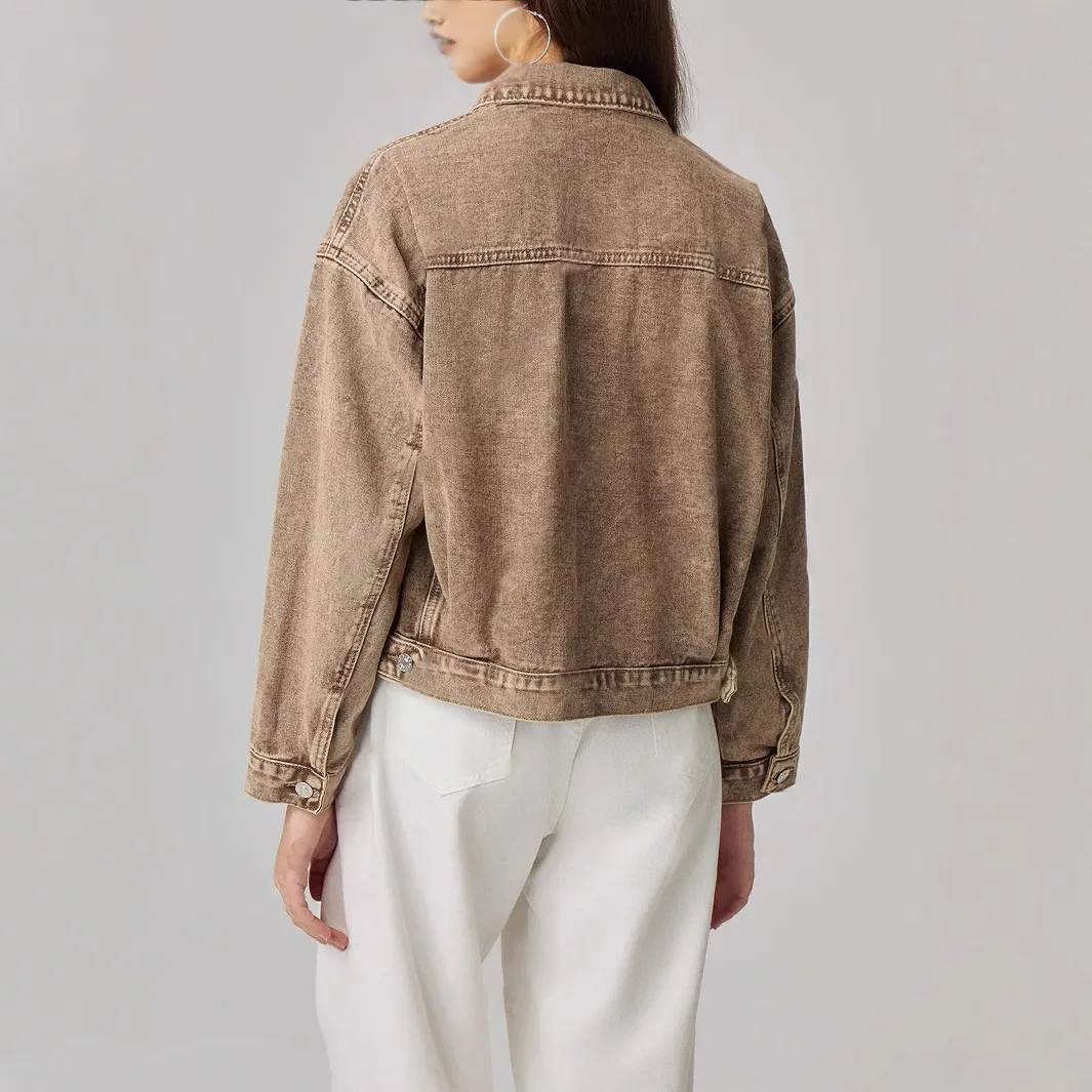 Krótka kurtka jeansowa damska, modna, z charakterem, styl INS, dostępna w magazynie, model 15826 #