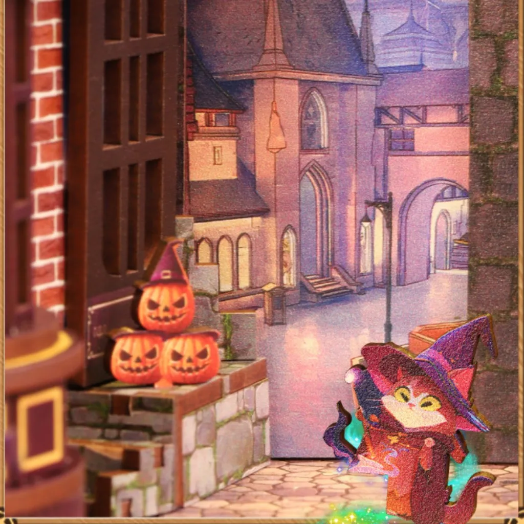 OUZEY Diorama de alho mágico imersivo, kit de nook de livro de contar histórias, modelo de casa em miniatura com iluminação LED, presente de decoração de mesa para adultos