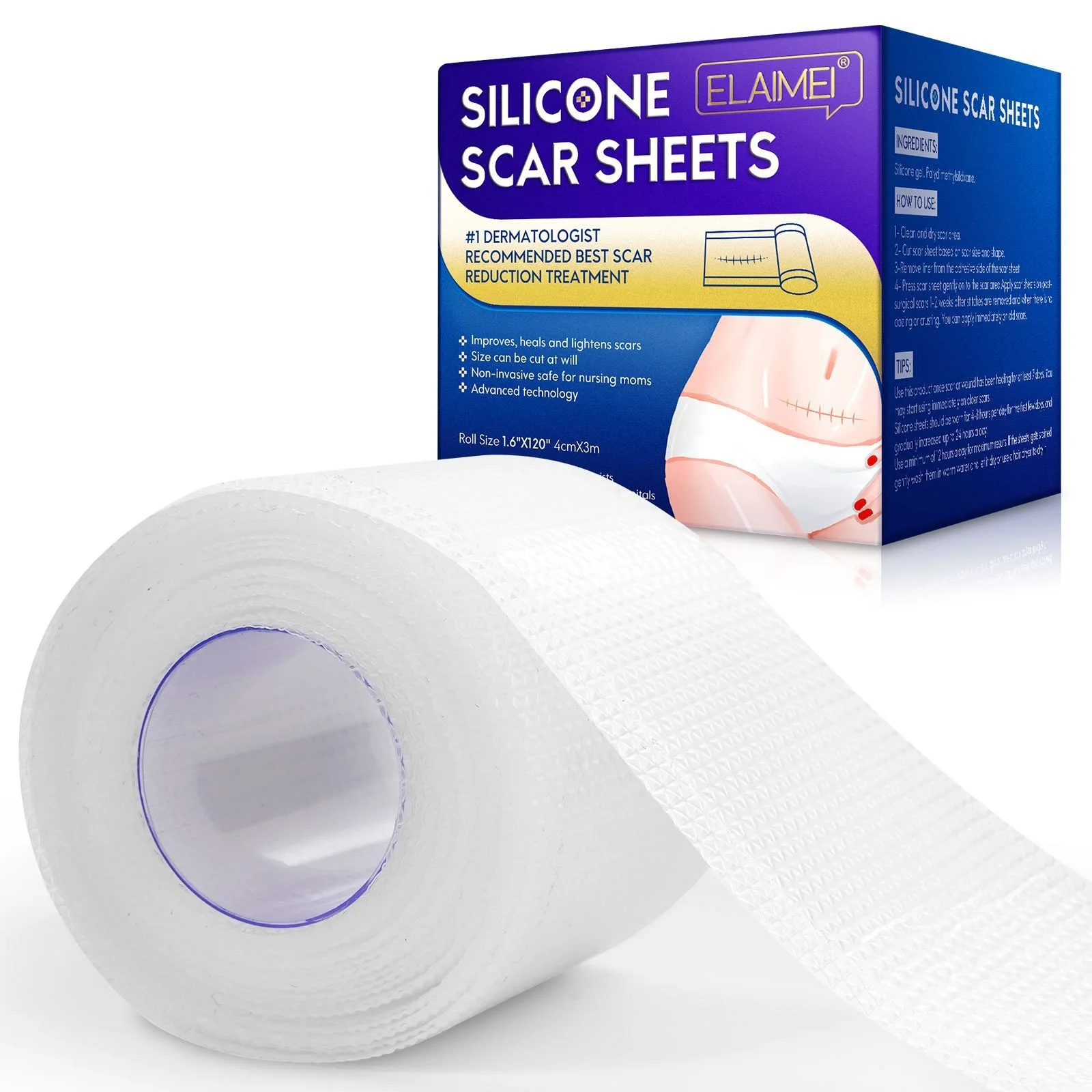 

1 Roll Invisible Silicone Scar Sheets Self-Adhesive Scar Cover Tape Reusable and Effective Skin Care Strips