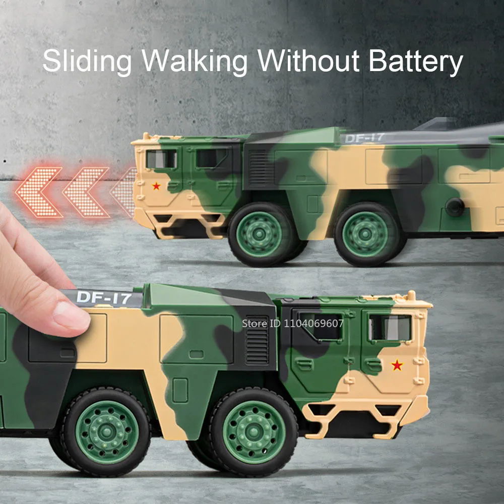 1:50 Dongfeng 17 Missile Launch Toy Car Models Alloy Diecast Sound Light Simulation Military Engineering Vehicle Gifts for Boys