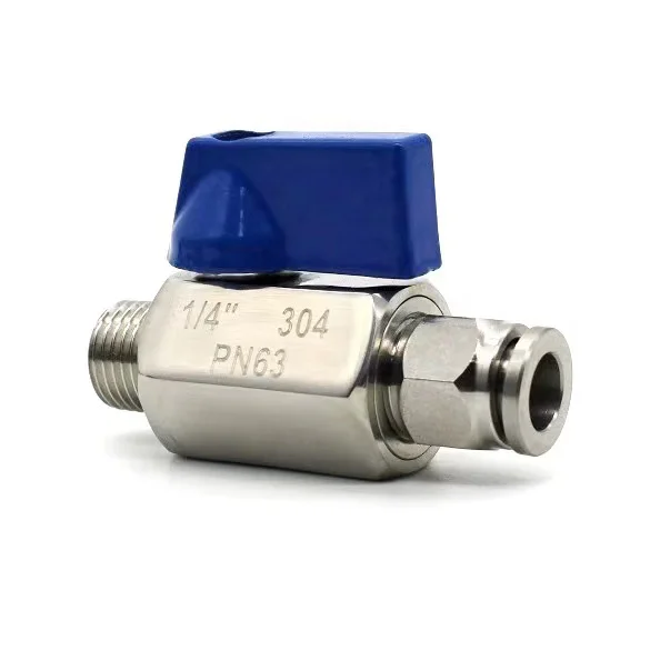 

SS304 stainless Pneumatic PN63 steel ball valve, tracheal mini ball valve with outer wire quick insert 1/8"1/4"3/8"1/2" 4MM-16MM