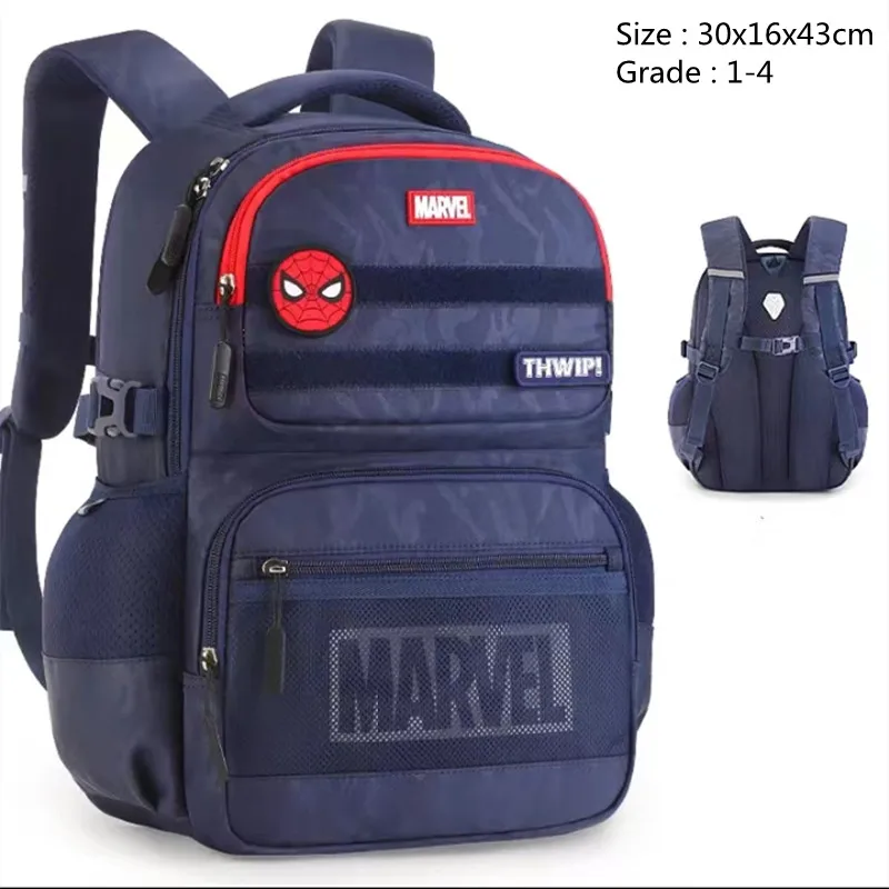 2023 Disney New School Bags For Boys Grade 1-4 Primary Student Shoulder Orthopedic Backpack Spider Man Captain America Mochila