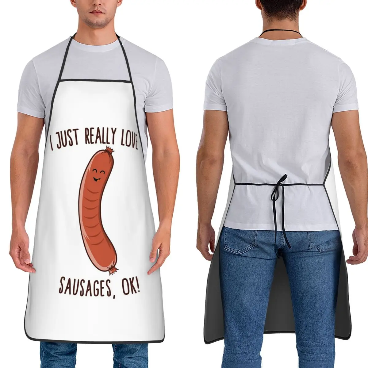 

Я просто действительно любовь колбаски, ОК! Милые фартуки Kawaii Weiner для шеф-повара, приготовления пищи, выпечки, нагрудник без рукавов, кухонный сарафан для чистки