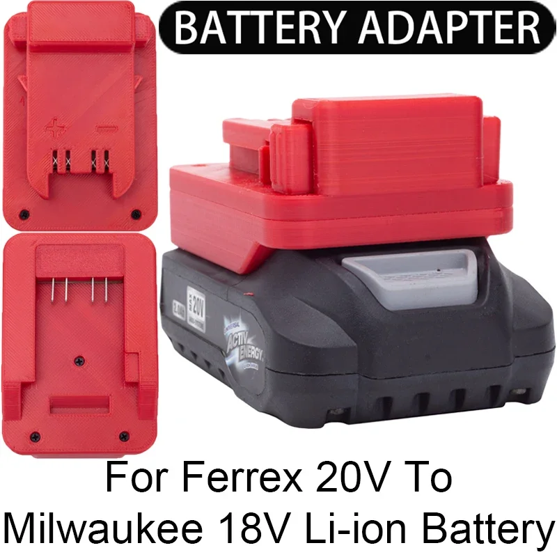 

Adapter/Converter for Milwaukee 18V Li-Ion tools convert to Ferrex 20V Aldi Energy Li-Ion battery adapter