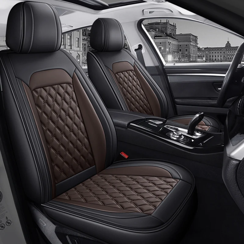 Full Set of Car Seat Cover, Napa Leather Full Wrap-around, 3D Three-dimensional Structure, Comfortable, Fits Most 5-seater Cars