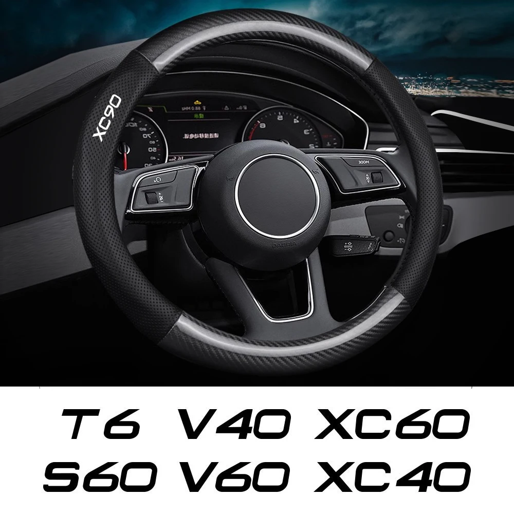 Car Steering Wheel Cover PU Leather Auto Interior Accessories For Volvo XC90 XC60 T6 S60 XC40 V40 V60 V50 S40 AWD V90 S90