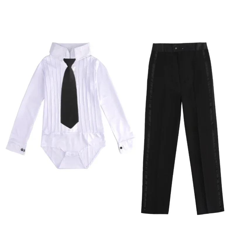 

Детская одежда для профессиональных танцев, рубашка для сальсы для мальчиков + брюки, костюм для соревнований по латинским танцам для мальчиков, танго