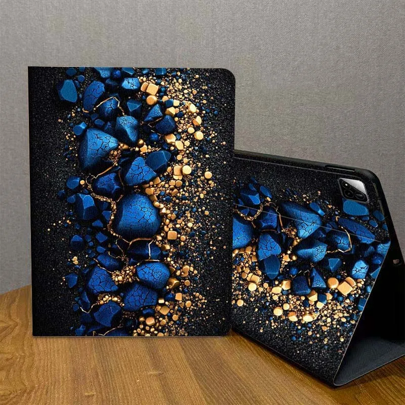 

Blue Gold Crushed Stones For Xiaomi Redmi Pad 2 7 8 6 6S 5 4 SE Pro 8.8 11 8.7 11.2 12.4 Ultra Plus Max Tablet Case