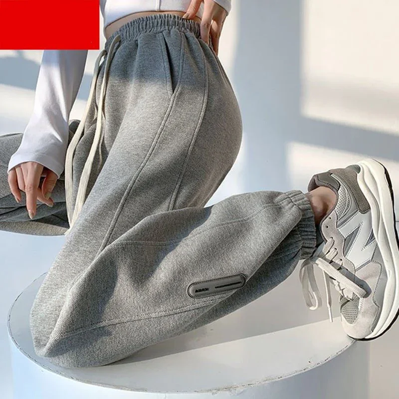 Spring Autumn New Patchwork Solid Fashion Sweatpants Women Elegant Harajuku Trousers All Match Y2K Lady Pant Chic Female Clothes