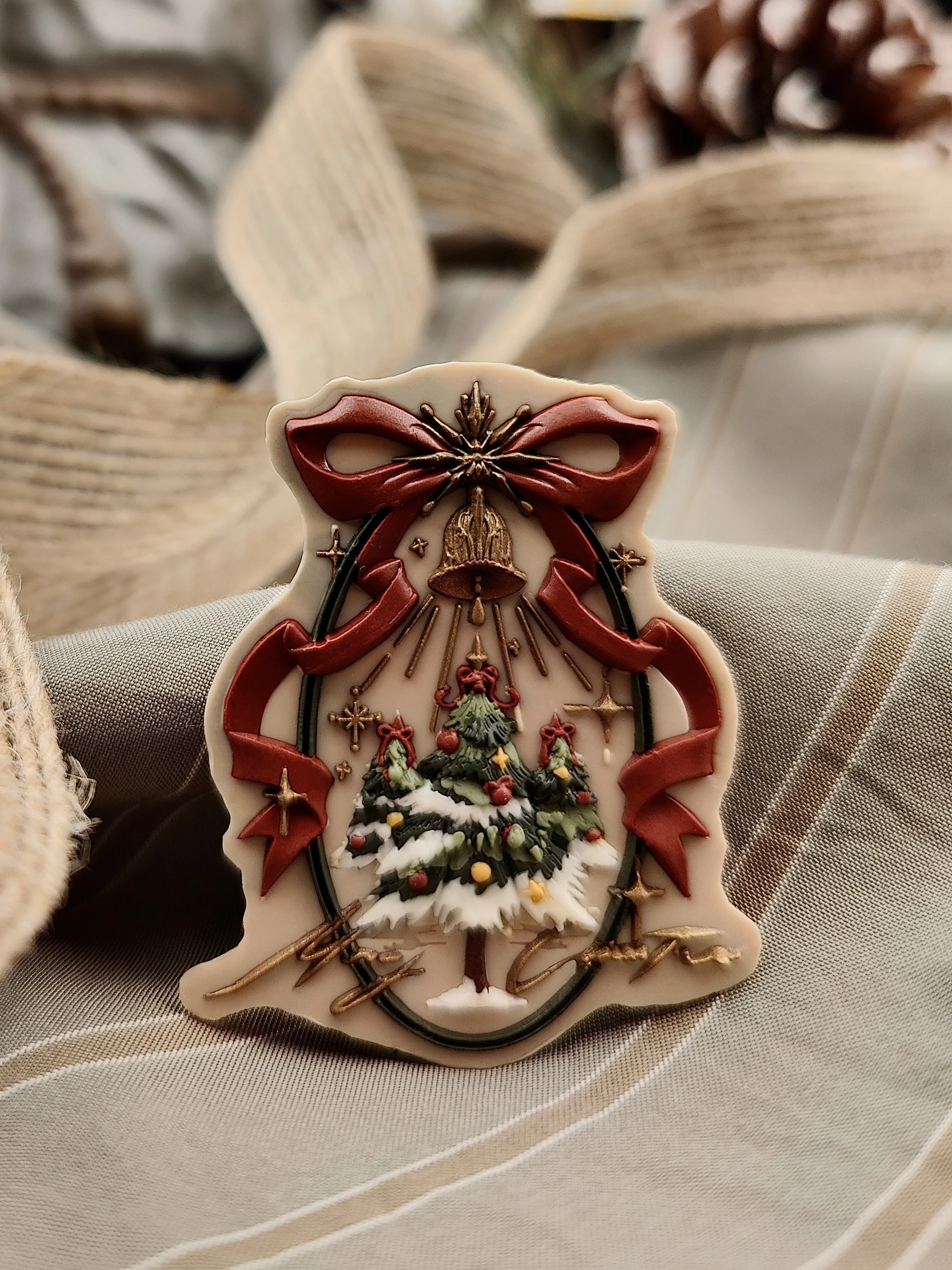 Diy Fire Seal Seal Head Christmas High Quality Boutique Multi-Layer Embossed Christmas Ribbon Bells Wreath Wish Tree Envelope