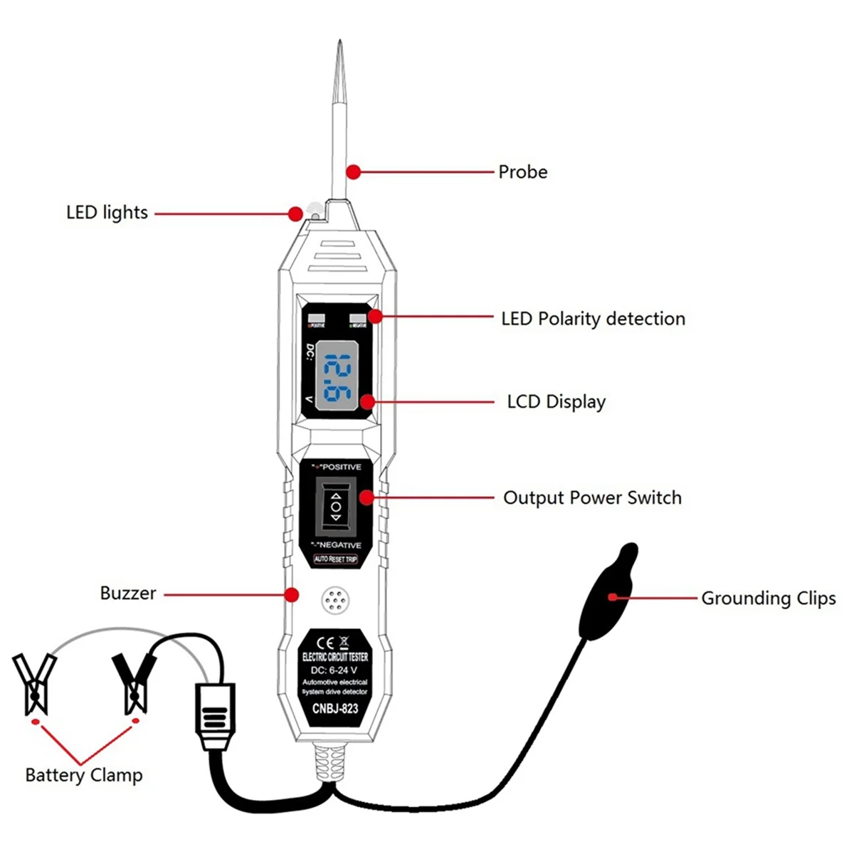 Automotive Circuit Tester Digital Test Electric Voltage Power Test System Probe Car Voltage Tester Test Tool