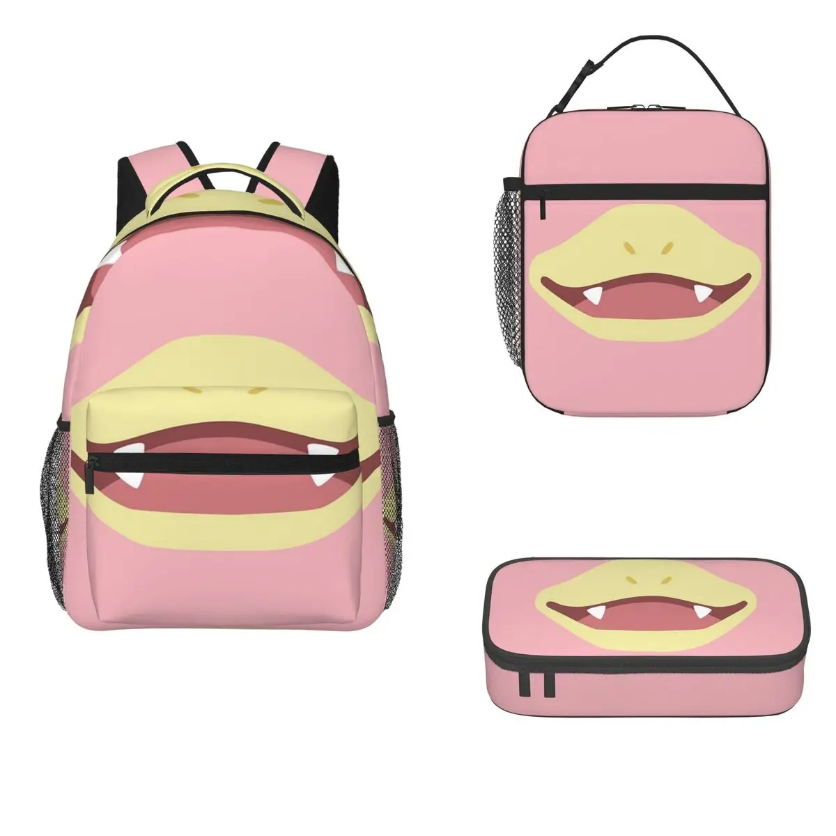 Slowpoke Poke Maniac Mouth Backpacks Boys Girls Bookbag Children School Bags Cartoon Rucksack Lunch Bag Pen Bag Three-Piece Set