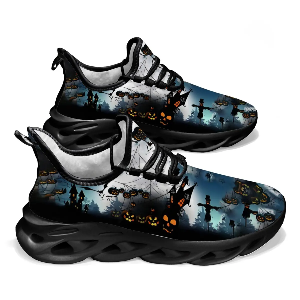 

Halloween Letter Pumpkin Evil Dark Horror Style Lace-up Cutout Soft Sole New Casual Flat-bottom Large-sized Couple Sports Shoes