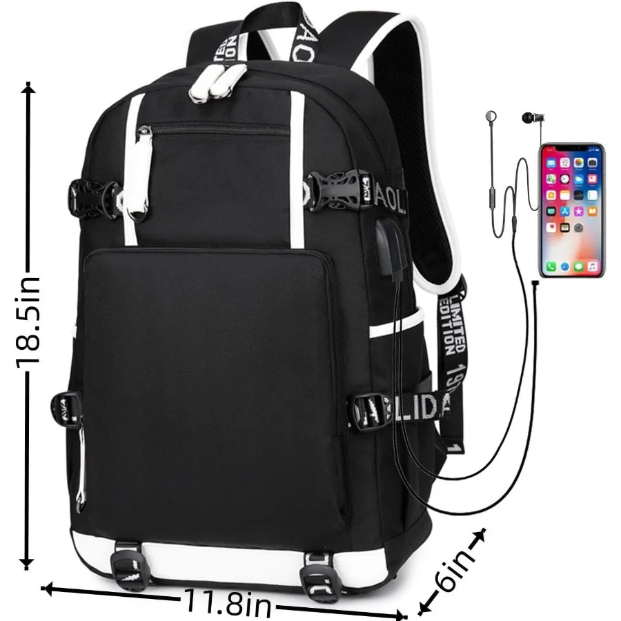 Soccer Idol Laptop Backpack Men's And Women's School Bags Middle School And University Travel Bags Black-1