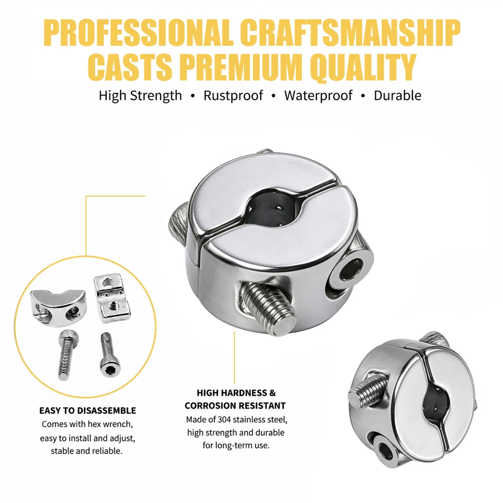316 Stainless Steel Wire Rope Clamp Single Pivot Cable Suspension Round Cable Clamp Hexagonal Head Bolt M2-M8 for Rope Fixation
