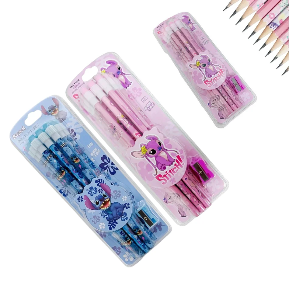 12pcs/ Box Cartoon Pencil With Eraser Hb Writing Elementary School Kindergarten Children'S New Special Gifts