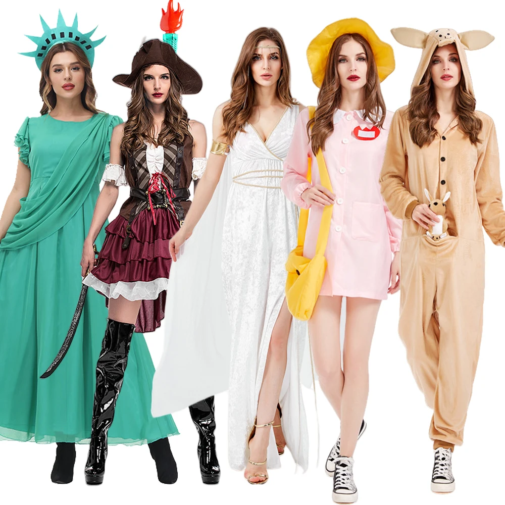 

Halloween Pirate Costume Women's Somali Pirate Outfit Game Uniform Freedom Goddess Nanny Uniform Polyester Material