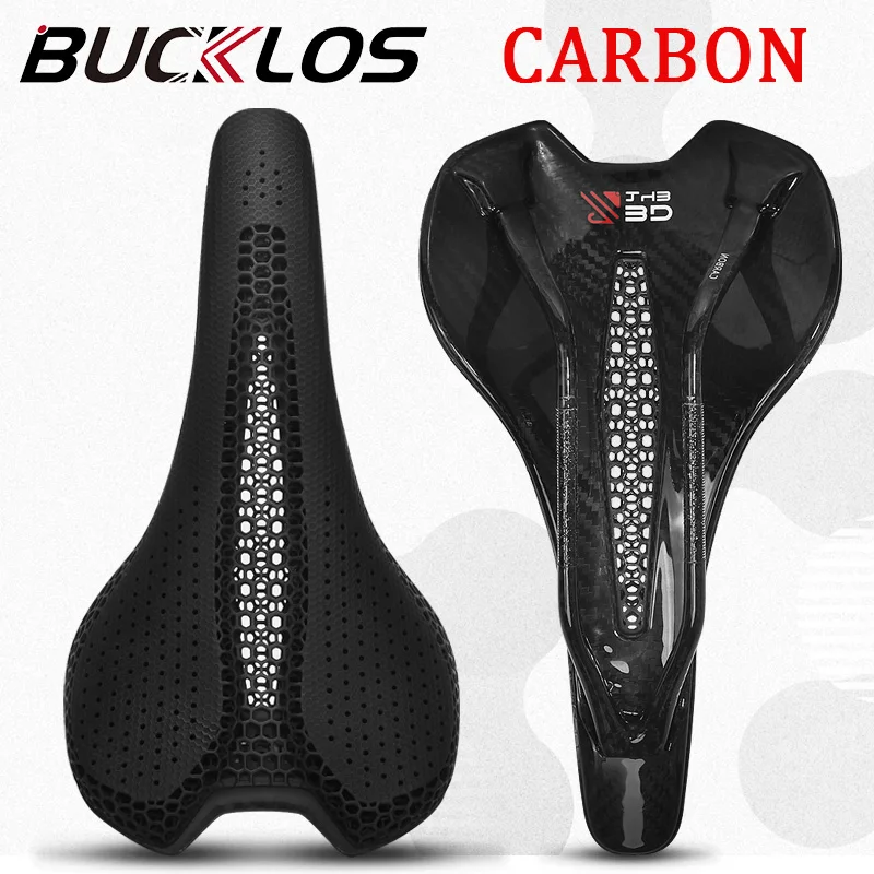 

BUCKLOS 143MM Full Carbon Bike Saddle Cushion 3D Printing Bicycle Seat Hollow Breathable Gravel Road Bike Saddles Cycling Parts