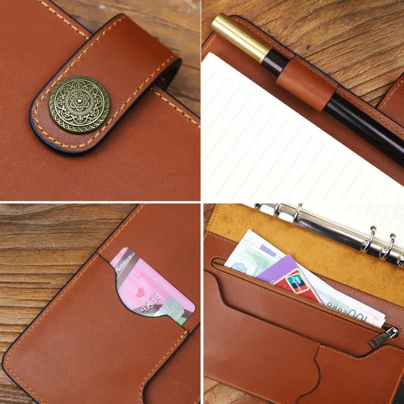 Crazy Horse Leather Journal Planner Multifunctional Handmade Notebook Retro Diary Hasp Travel Note Book School Office A5